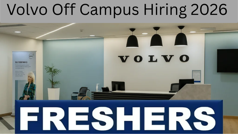 “ವೋಲ್ವೋ ಕಚೇರಿ ಒಳಾಂಗಣದ ದೃಶ್ಯ – Volvo Off Campus Hiring 2026 ಘೋಷಣೆ ಹಾಗೂ ಫ್ರೆಶರ್ಸ್‌ಗಳಿಗೆ ಉದ್ಯೋಗ ಅವಕಾಶವನ್ನು ತೋರಿಸುವ ಬ್ಯಾನರ್.”